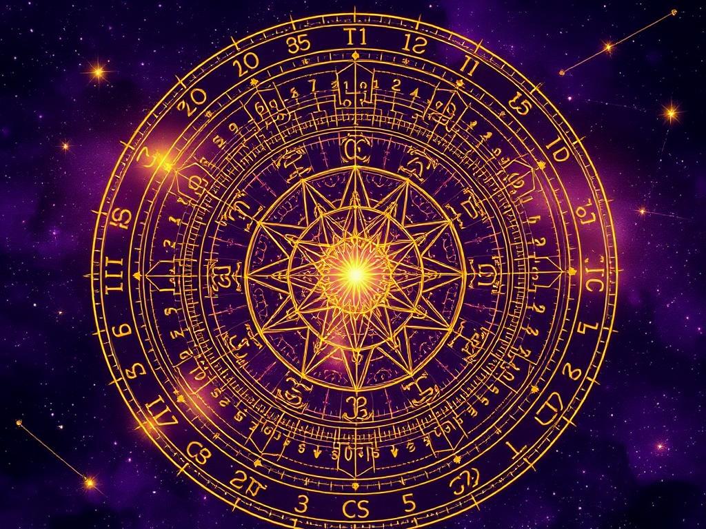Mystical numerology chart with golden numbers